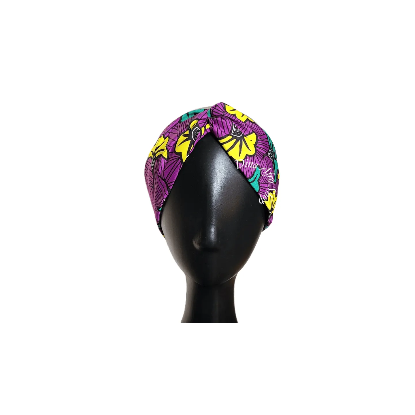 Bandeau  imprimé africain motif fleur vert/jaune