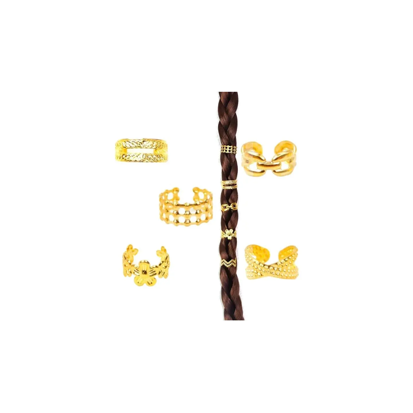Bijoux bagues pour tresses africaines et locks – Bijoux de cheveux faciles à poser