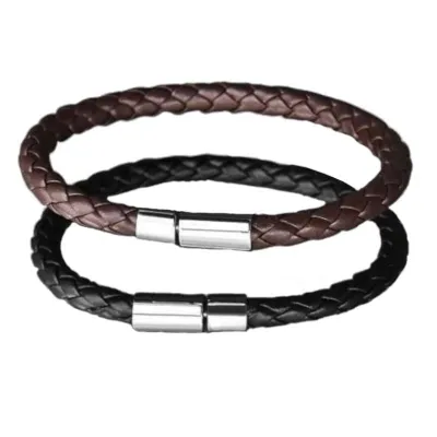 Bracelet tressé en cuir PU pour homme