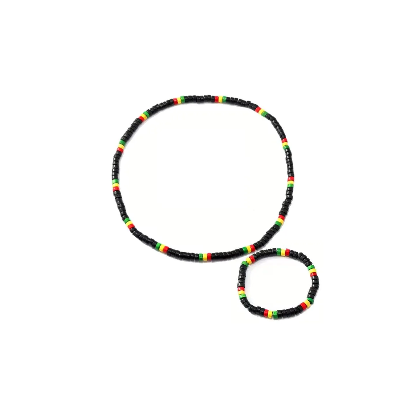 Collier élastique en perles de bois rasta pour homme et femme
