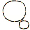 Collier élastique en perles de bois rasta pour homme et femme