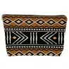 Trousse de maquillage imprimé bogolan noir/marron