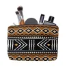 Pochette, trousse de maquillage tissu imprimé bogolan noir/blanc/marron