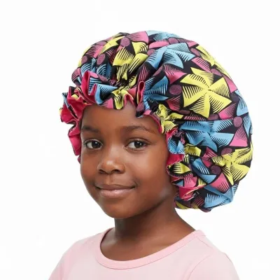 Bonnet de nuit wax doublure satin pour enfant