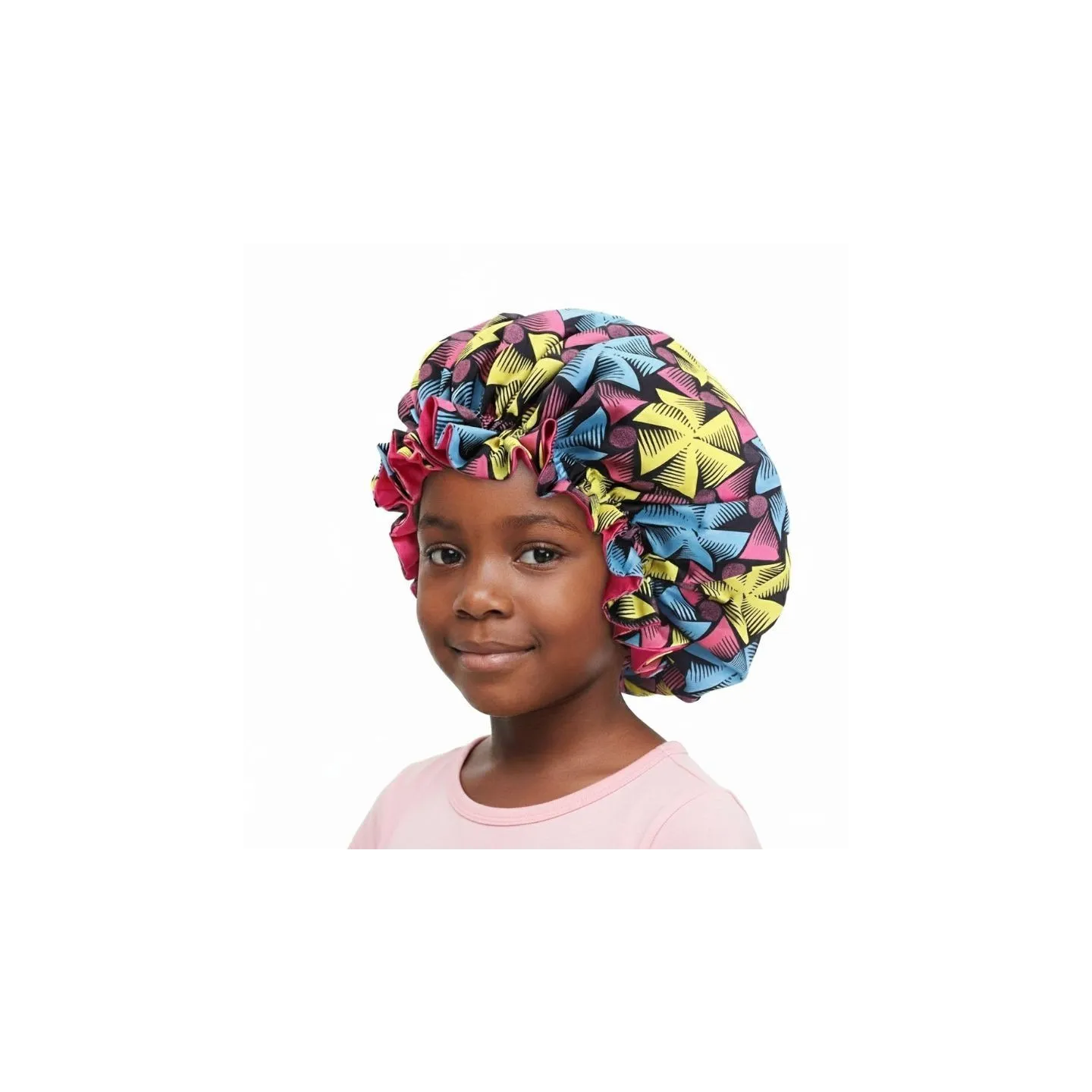 Bonnet de nuit wax doublure satin pour enfant