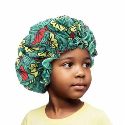 Bonnet de nuit imprimé africain pour enfant doublure satin