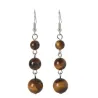 BBoucles d'oreilles œil de tigre 3 perles 6-8-10mm pendantes afro chic