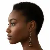 Boucles d'oreilles œil de tigre 3 perles 6-8-10mm pendantes afro chic