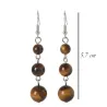 Boucles d'oreilles œil de tigre 3 perles 6-8-10mm pendantes afro chic