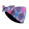 Bandeau wax bleu/rose/gris avec doublure satin – protection cheveux afro bouclés