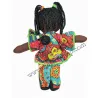 Détail poupée Kossiwa africaine tresses perles tissu traditionnel kenté bébé attaché dos déco ethnique