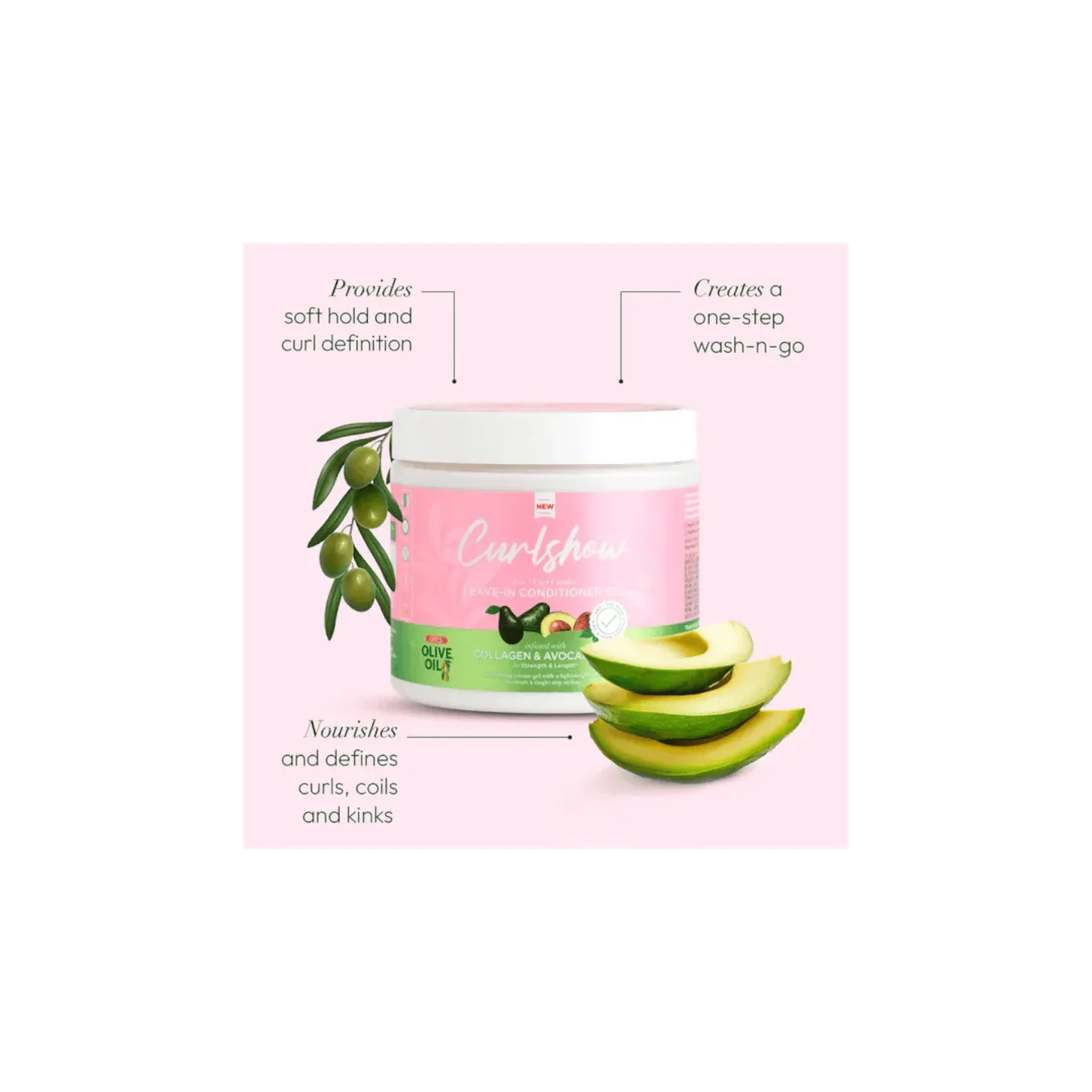 ORS Leave-In Curlshow détangle boucles naturelles collagène avocat