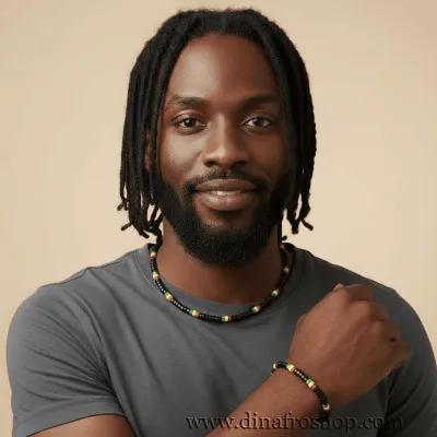 Collier élastique en perles de bois rasta pour homme et femme