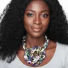Collier plastron en tissu wax 2 rangs