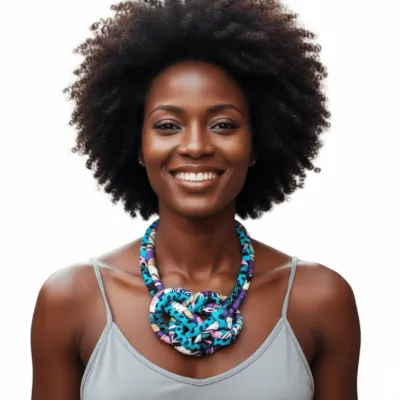 Collier plastron 2 rangées en tissu wax