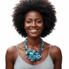 Collier plastron 2 rangées en tissu wax
