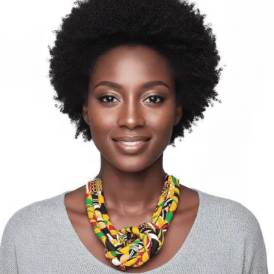 Collier plastron en tissu africain “ kente”