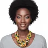 Collier plastron en tissu africain “ kente”