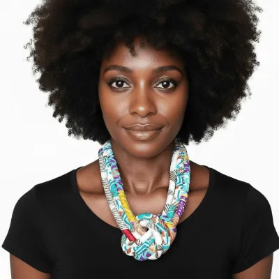 Collier plastron 3 rangs en tissu wax