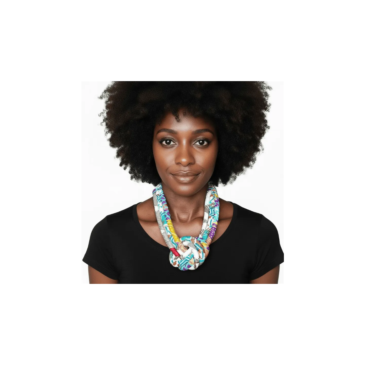 Collier plastron 3 rangs en tissu wax