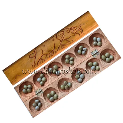Awalé Mancala jeu de société africain en bois teck