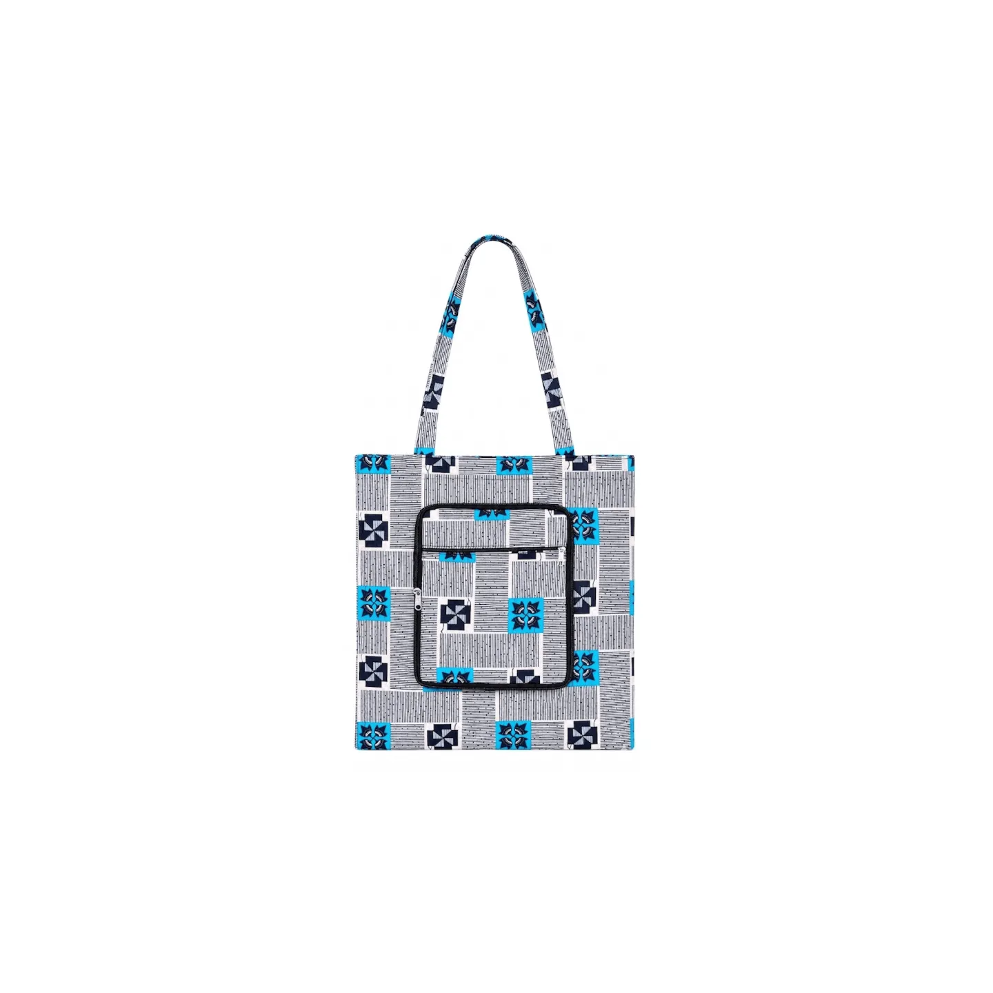 Tote Bag Wax pliable motif géométrique bleu gris - sac