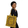 Tote Bag Wax pliable motif jaune rouge noir - sac cabas coloré Dina Afro Shop