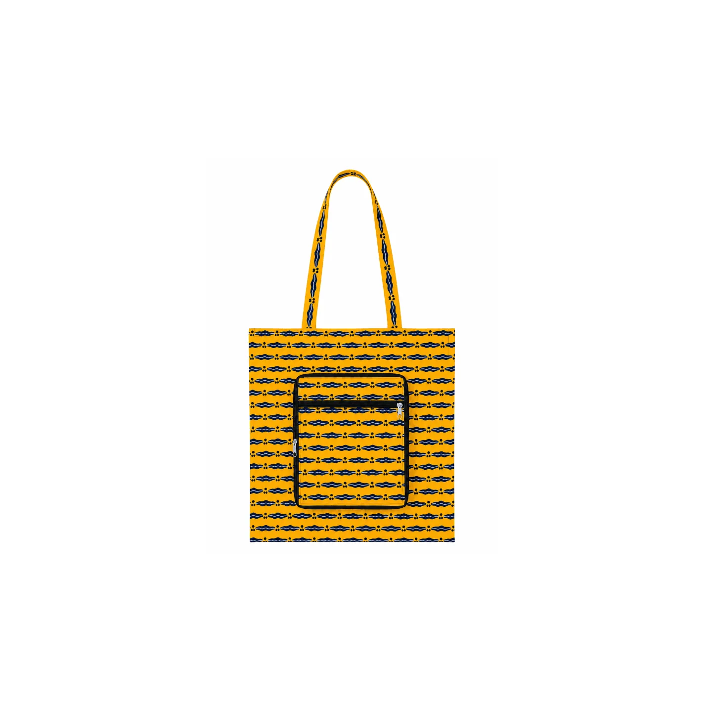 Tote Bag Wax pliable motif jaune noir - sac cabas compact Dina Afro Shop