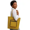 Tote Bag Wax pliable motif jaune noir - sac cabas compact Dina Afro Shop