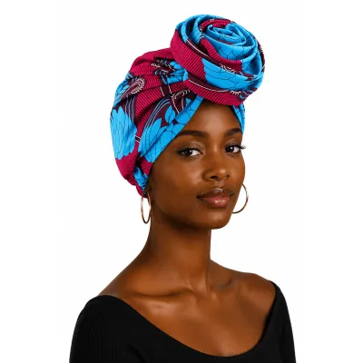 Bonnet pré-noué en rosace imprimé africain