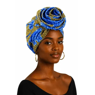 Bonnet en wax déjà noué en fleur doublé de satin