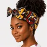 Femme noire portant un bandeau wax marron/jaune – cheveux naturels