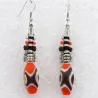 Boucles d'oreille résine métal coton perles rocaille