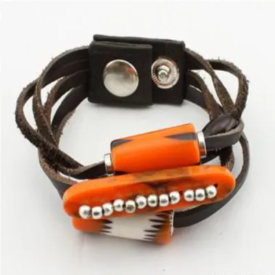 Bracelet cuir résine métal