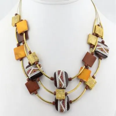 Parure collier et boucles d'oreille style aztèque