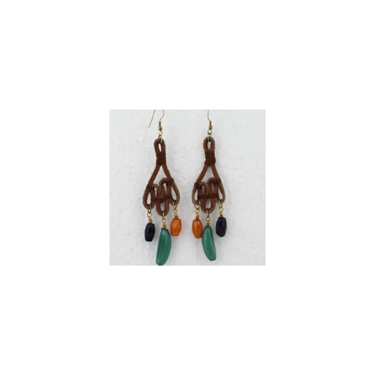 Boucle d'oreille métal résine cuir