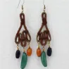 Boucle d'oreille métal résine cuir