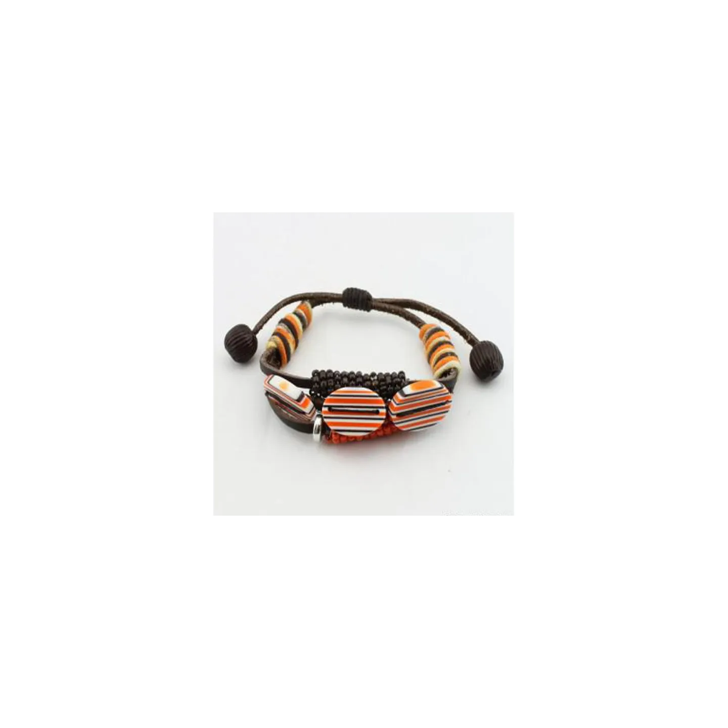 Bracelet en cuir résine coton perles rocaille