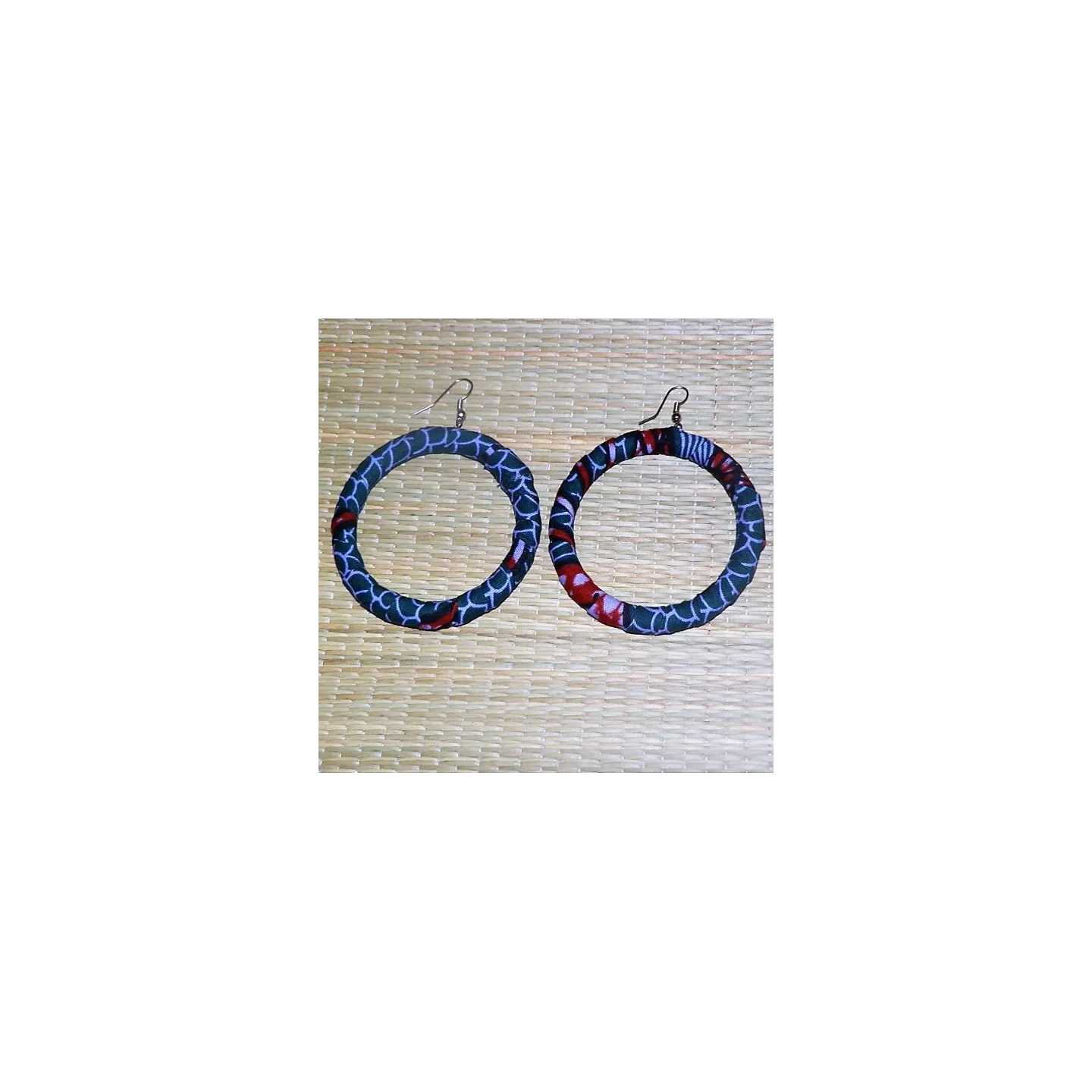 Parure boucles d'oreilles et bracelet en tissu wax