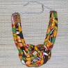 Collier plastron en tissu africain “ kente”
