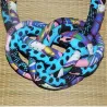 Collier plastron 2 rangées en tissu wax