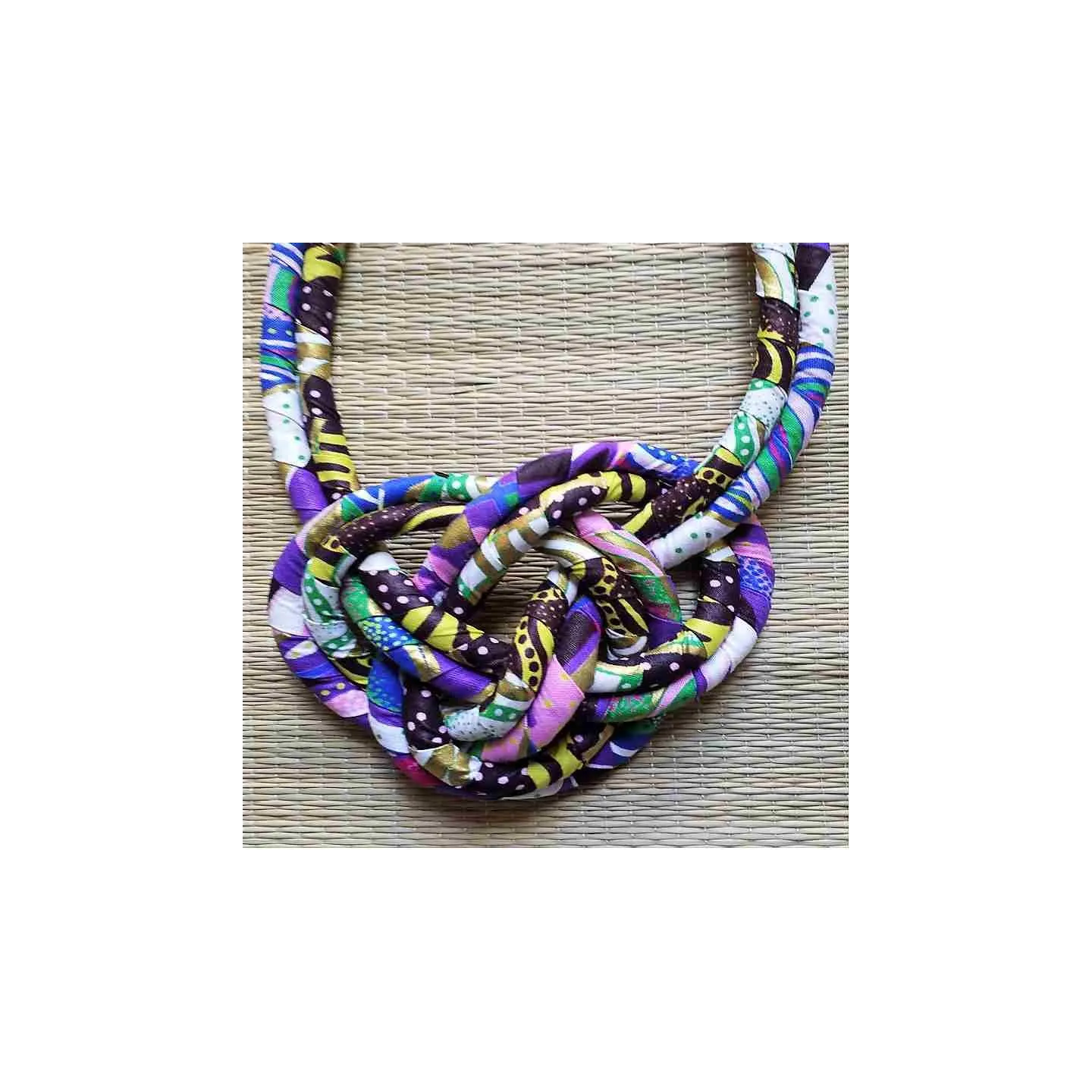 Collier plastron en tissu wax 2 rangs