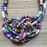 Collier plastron en tissu wax 2 rangs