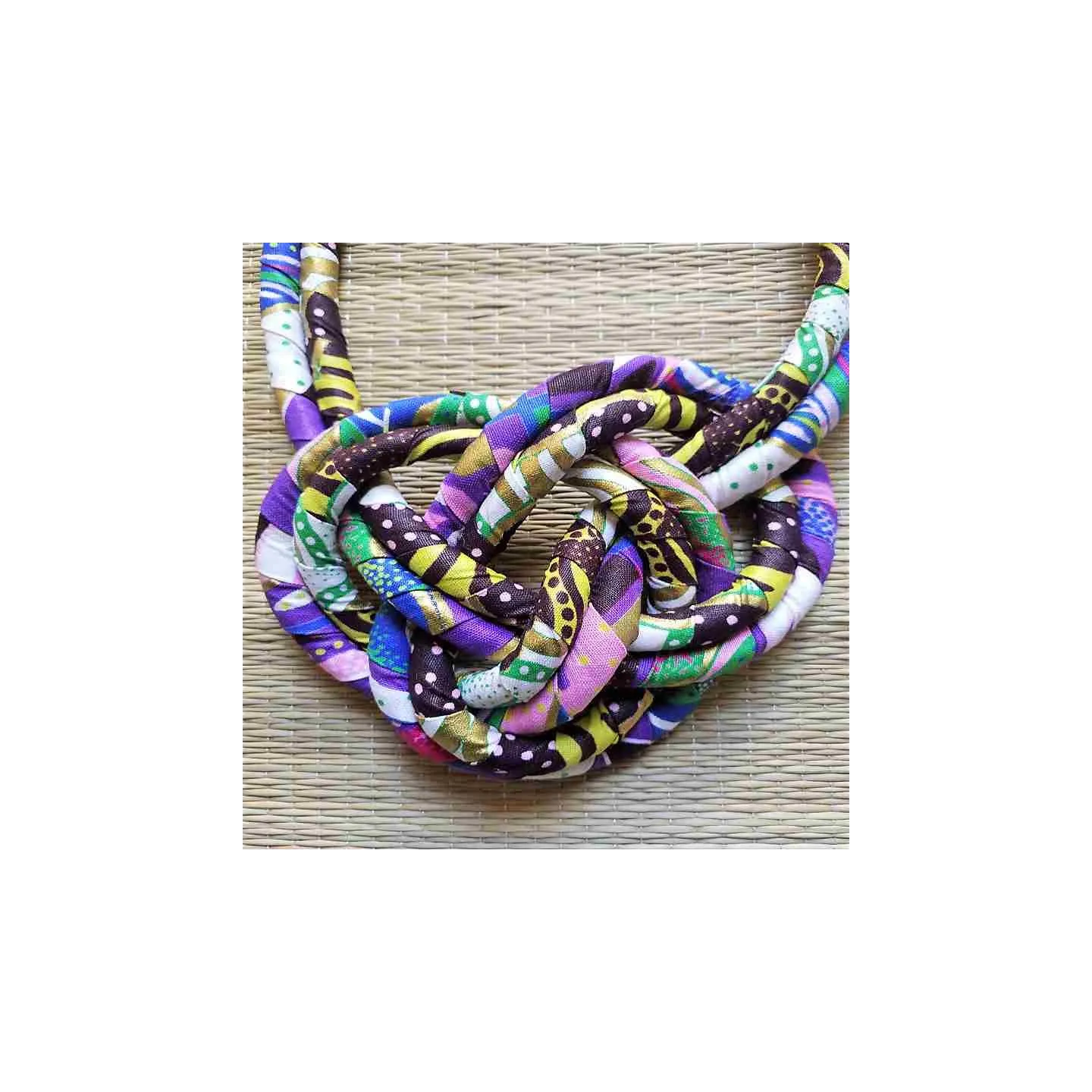 Collier plastron en tissu wax 2 rangs