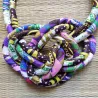 Collier plastron en tissu wax 2 rangs
