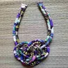 Collier plastron en tissu wax 2 rangs