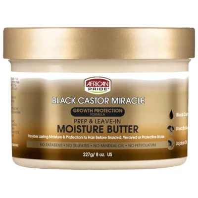 Black Castor Miracle Prep & Leave-In Moisture Butter (Beurre Hydratant sans rinçage) African Pride 227g